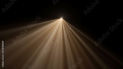 Warm stage spotlight beam with golden light rays for presentations
