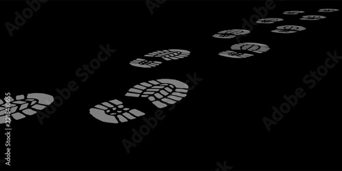 footprint shoe sole tracking path on transparent background, shoe footprint path vector illustration