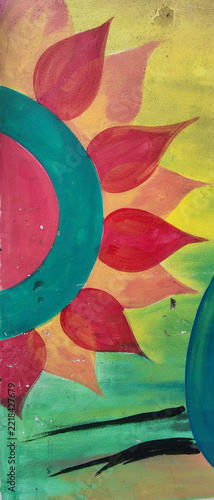Abstract colorful geometric leaves design with gradient background