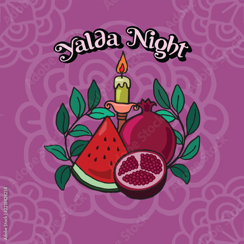 Happy yalda night hand drawing illustration vector