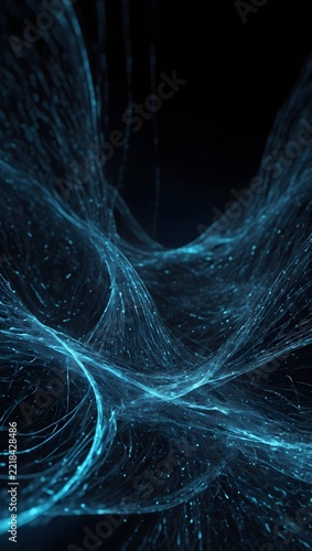Futuristic Blue Particle Wave with Digital Energy Flow