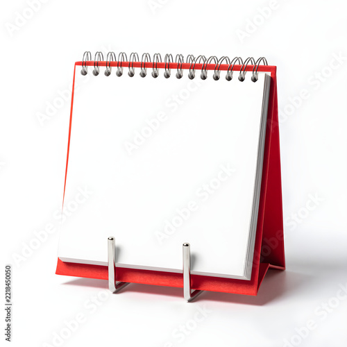 Desk calendar metal binding isolated white background
