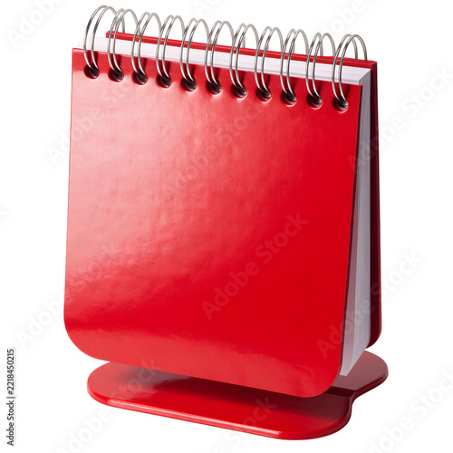 Red and silver blank calendar metal rings isolated