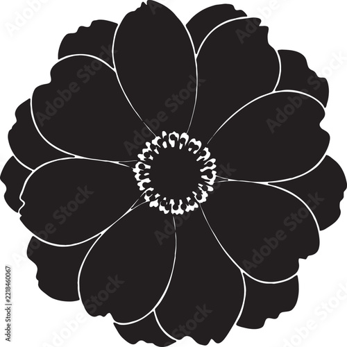 Black silhouette of a blooming flower