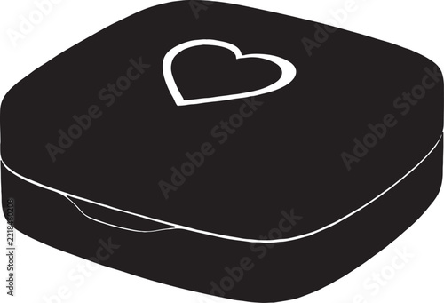 Square box with heart icon on lid