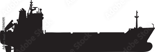 Silhouette of a large cargo ship