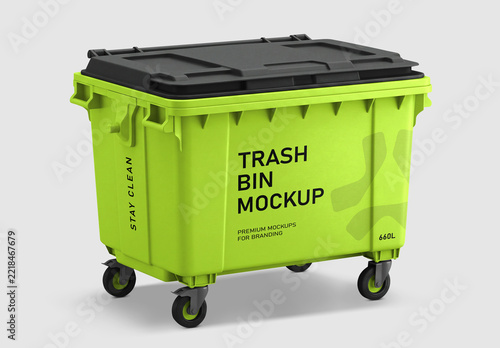 Wheelie Trash Bin Mockup with Black Lid
