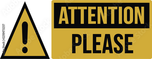 Attention sign icon yellow triangle with exclamation mark and text