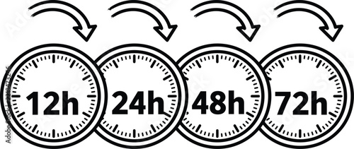 Clock vector icons showing time intervals for scheduling