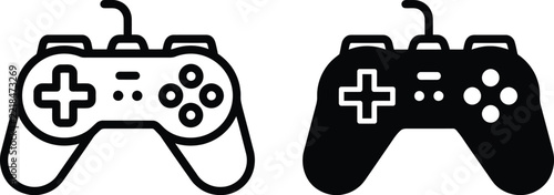 Gamepad vector icons featuring classic controller and silhouette