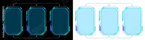 Interface Futuristic Technology Frames with Connected Digital Lines and Neon Cyan Blue UI Panel Elements