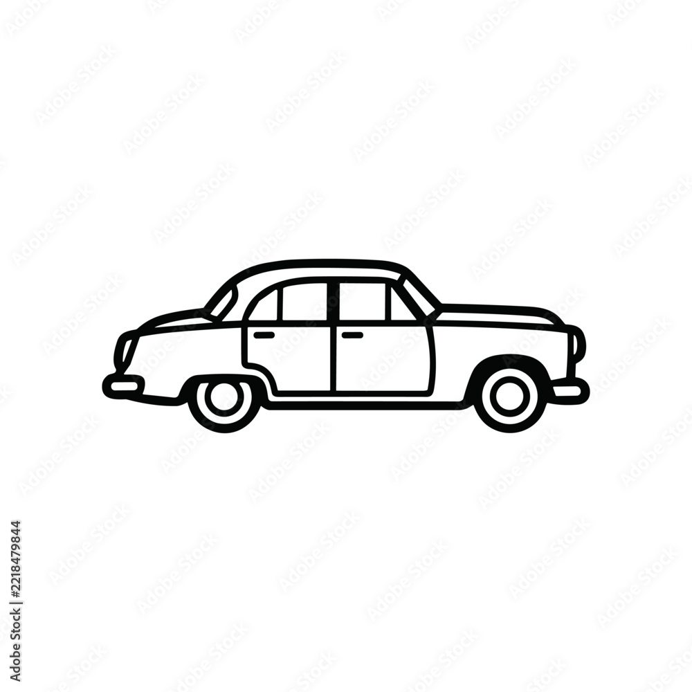 Obraz premium Sedan Car Side View for Transportation and Automobile Icon