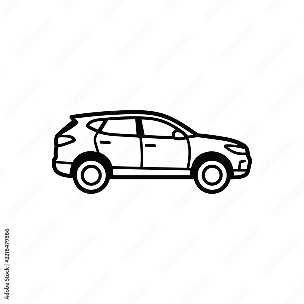 Obraz premium Compact Hatchback Car Side View for Urban Transportation Icon