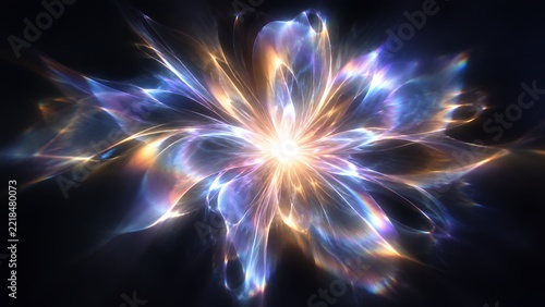 Glowing Crystal Flower with Prism Light Flare Abstract Dark Background