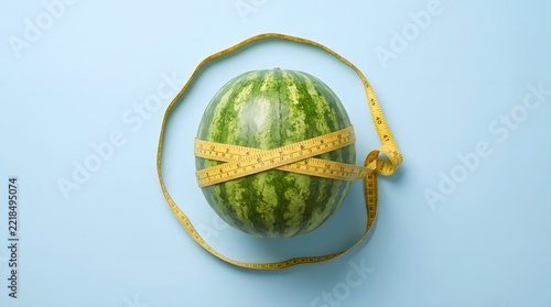 A Healthy Diet Conceptual Photography Featuring a Fresh Watermelon Measuring