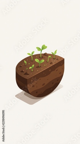 Young Green Plant Growing in Flowerpot with Fresh Leaves and Soil Isolated on White Background, Small Seedling Symbolizing Nature, Growth, Gardening and New Life