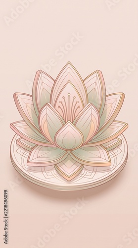 Pink Lotus Flower Vector Illustration Isolated on White Background, Elegant Floral Nature Symbol with Delicate Petals and Leaves for Decorative Design, Cards and Botanical Artwork