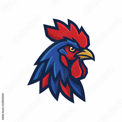 Rooster head mascot logo for esport and gaming team AQ