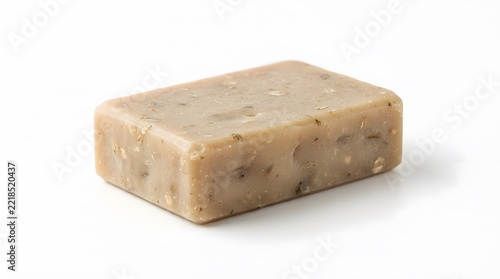 Natural oatmeal soap bar for skincare isolated on white background