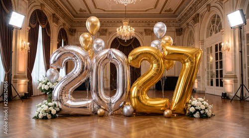 New Year Celebration Gold and Silver Balloon Decorations
