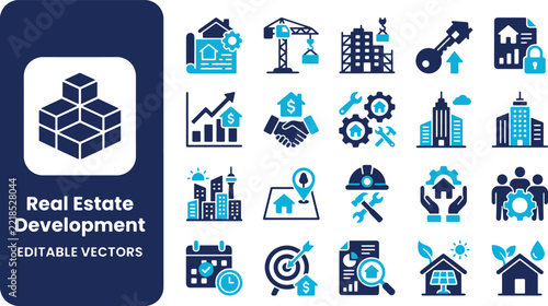 Professional Real Estate Development and Construction Icon Set for Architecture and Business Projects