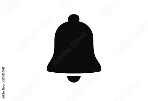 Black bell icon on a plain white background