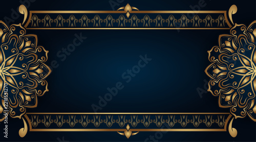 Luxurious ornamental dark blue background, decorative mandala.