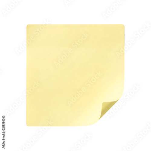 Single square pale yellow sticky note with a curled bottom right corner on a solid black background