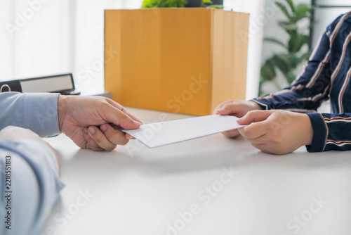 Asian businesswoman sent a letter of resignation to human resources