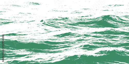 Green ocean waves with white foam on a transparent background