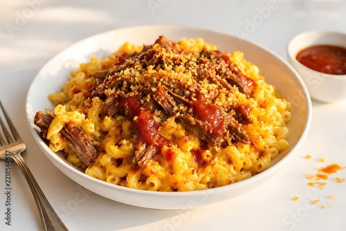 SLOW-COOKED BBQ BEEF MAC and CHEESE