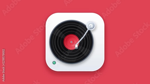 Flat Vector Icon of a Spinning Vinyl Record Player