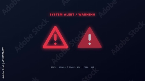 Neon Red Warning Triangle Alert Symbols Flashing