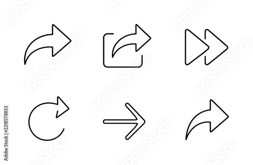 Minimalist Outline Arrow Forward Share Redo Navigation Line Icon Set
