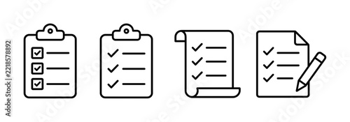 Minimalist Outline Clipboard Checklist Document Task Note Business Icon Set