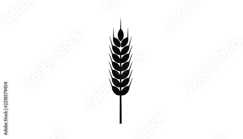 Silhouette icon of a single stalk of wheat or barley, symbolizing agriculture, harvest, and food production.