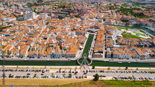 Aerial Panorama of Aveiro with Canal and Orange Roofs