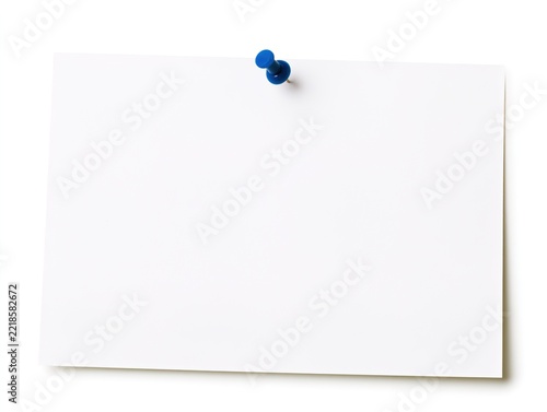 Blank White Paper Memo with Blue Pin Mockup