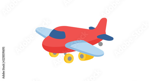 Red passenger airplane illustration on a white background simplified design