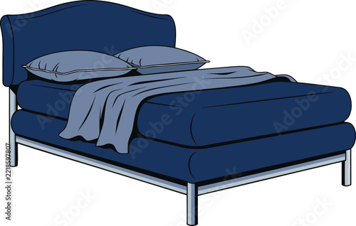 Elegant Modern Bed Vector Illustration