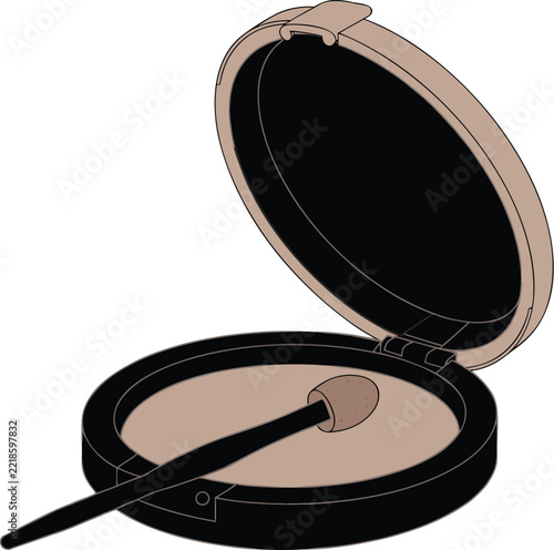 Elegant Compact Powder Makeup Vector Illustration