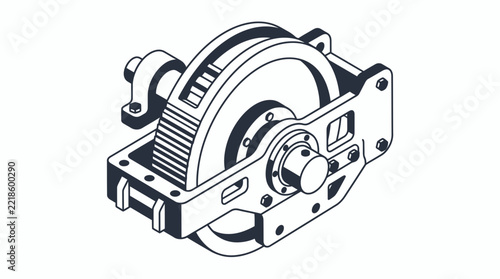 Industrial winch mechanism isolated