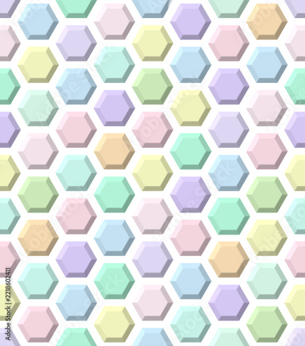 立体的な六角形の背景　B-5'