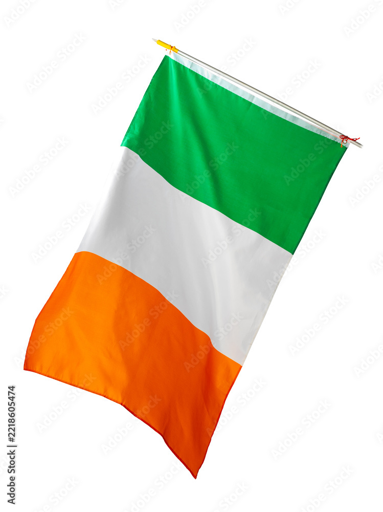 Fototapeta premium Irish flag waving in the wind during a celebration or event showcasing national pride
