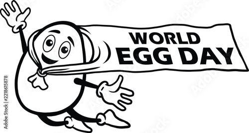 Jumping Egg Character with World Egg Day Banner Illustration vector