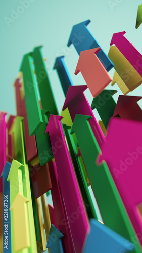 Colorful Upward Arrows Showcasing Growth, Momentum, and Positive Energy in a Dynamic Scene
