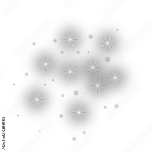 Glowing light effect with numerous sparkling particles, isolated on a transparent background.