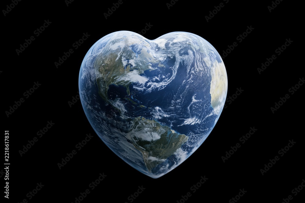 Fototapeta premium The Heart-Shaped Earth: A Cosmic Love Icon for Our Planet