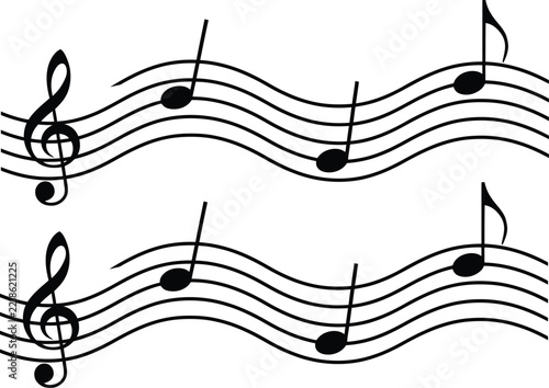 Music icon vector illustration of notes on a musical staff sheet