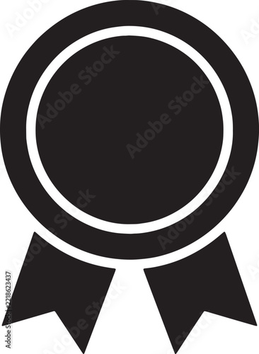 Round award ribbon medal icon isolated on transparent background for recognition and prize.